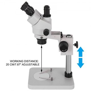 Microscopio Estéreo Trinocular 360° Giratorio 3.5X-90X con Soporte de Pilar