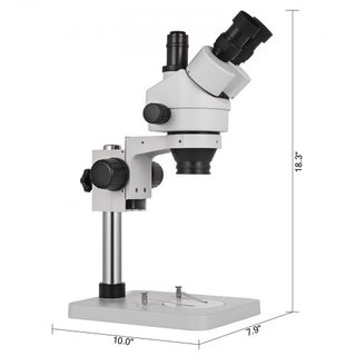 Microscopio Estéreo Trinocular 360° Giratorio 3.5X-90X con Soporte de Pilar