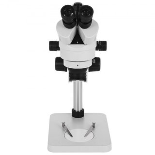 Microscopio Estéreo Trinocular 360° Giratorio 3.5X-90X con Soporte de Pilar