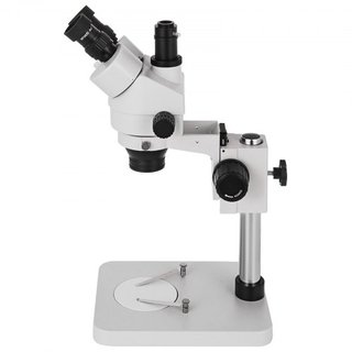 Microscopio Estéreo Trinocular 360° Giratorio 3.5X-90X con Soporte de Pilar