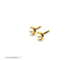 pendientes oro 18k con piedra con perla