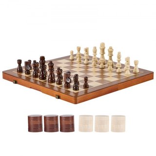 Juego de Ajedrez Magnético de Madera, Set de Juego de Ajedrez y Damas 2 en 1 de 15 pulgadas/38.1 cm, Tablero de Ajedrez Plegable para Adultos y Niños, Set de Ajedrez Portátil de 2 Reinas para Rega...
