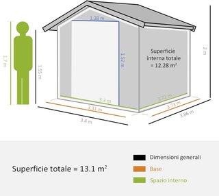 Capanno da Giardino 12,4 m² in Acciaio Zincato con Aerazione, Tetto Inclinato, Doppie Porte Scorrevoli Bloccabili, Capanno per Attrezzi, 340x386x200 cm, Grigio