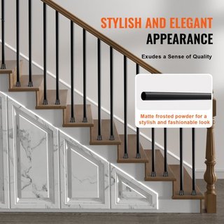 Balustres Metálicos para Escaleras, Spindles Decorativos de Aluminio Redondos de 3/4'' x 32'' de Largo, Paquete de 101 Balustres para Deck con Tornillos, Barandilla Hueca Clásica de Acabado en Pol...