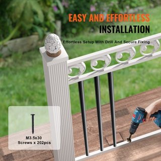Balustres Metálicos para Escaleras, Spindles Decorativos de Aluminio Redondos de 3/4'' x 32'' de Largo, Paquete de 101 Balustres para Deck con Tornillos, Barandilla Hueca Clásica de Acabado en Pol...
