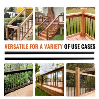 Balustres Metálicos para Escaleras, Spindles Decorativos de Aluminio Redondos de 3/4'' x 32'' de Largo, Paquete de 101 Balustres para Deck con Tornillos, Barandilla Hueca Clásica de Acabado en Pol...