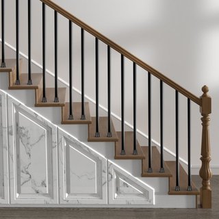 Balustres Metálicos para Escaleras, Spindles Decorativos de Aluminio Redondos de 3/4'' x 32'' de Largo, Paquete de 101 Balustres para Deck con Tornillos, Barandilla Hueca Clásica de Acabado en Pol...