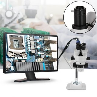 Microscopio Estéreo Trinocular Simul-Focal 3.5X-90X con Brazo Doble y Rotación de 360°