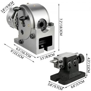 Cabezal Divisor de 4 Pulgadas Cabezal de Indexación Fresadora 100MM Cabezal Divisor Semi-Universal de 4 Pulgadas Juego de Cabezal Divisor de 3 Mordazas con Placas de Indexación y Contrapunto para ...