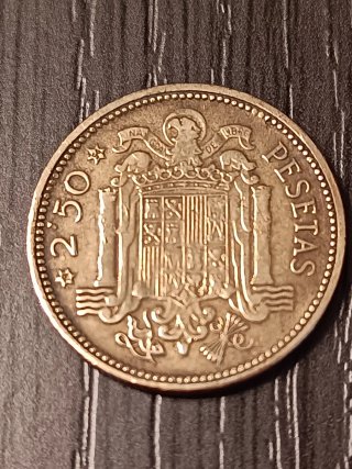 Antigua Moneda 2.50 Pesetas 1953