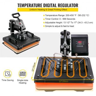 Máquina de Prensa Térmica 6 en 1 38x30cm Prensa para Camisetas Máquina de Impresión de Tazas Máquina Multifuncional de Transferencia Térmica para Camisetas Tazas Gorras Placas Impresión por Sublim...