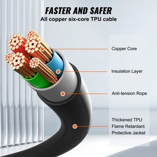 Cable de Carga EV Tipo 2 a Tipo 2, 32Amp, 22kW 7 Metros Cable de Carga de Vehículo Eléctrico Trifásico, IP66 Impermeable con Bolsa de Transporte, para IEC62196 EV y Vehículo Eléctrico Híbrido Ench...