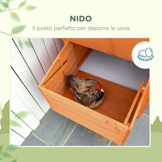 Gallinero de Madera Prefabricado con Nido para Poner Huevos y Bandeja Extraíble para Jardín, 170X74X106 Cm, Naranja y Verde