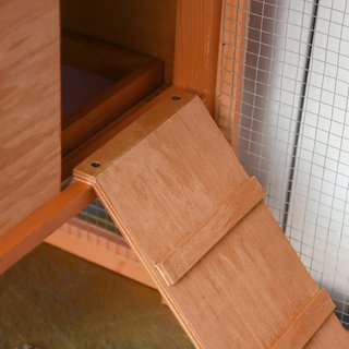Gallinero de Madera Prefabricado con Nido para Poner Huevos y Bandeja Extraíble para Jardín, 170X74X106 Cm, Naranja y Verde