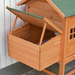 Gallinero de Madera Prefabricado con Nido para Poner Huevos y Bandeja Extraíble para Jardín, 170X74X106 Cm, Naranja y Verde