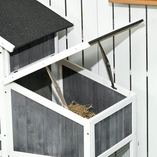 Gallinero Prefabricado de Madera con Área Abierta, Gallinero para Exteriores, Casita para Gallinas y Nido para la Incubación, Jardín y Techo de Asfalto, Gris
