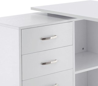 Scrivoino angolare per ufficio con cassettiera 117×83.5×76cm bianco
