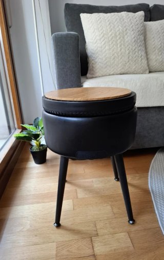 Taburete Negro Cuero Sintético