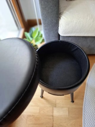 Taburete Negro Cuero Sintético