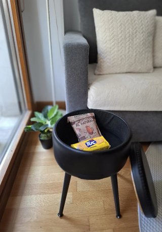 Taburete Negro Cuero Sintético