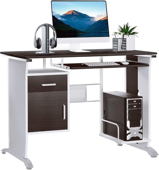 Escritório para Computador Porta PC, Escritório para Quarto e Escritório com Gaveta de Madeira 100X52X75 Cm