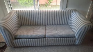 Sofá Cama Tela Rayas Azul y Blanco