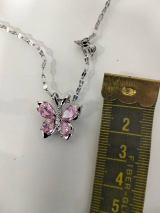 Collar Mariposa con Circonitas Rosas