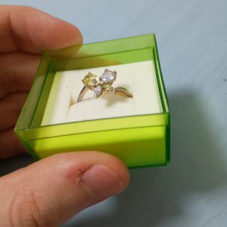 Anillo Plata S925 Mariposa Lila y dorado