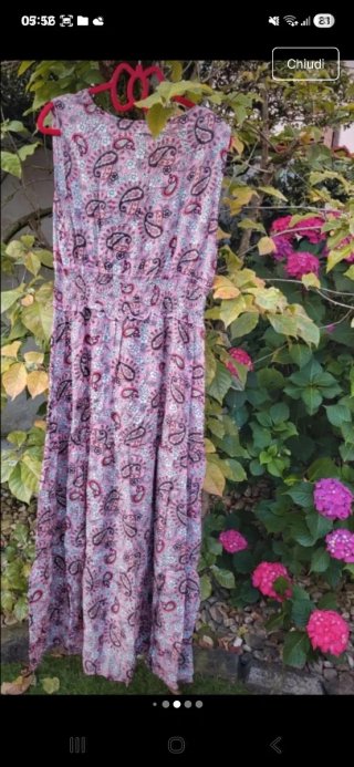 Vestito lungo fantasia jacquard rosa pura viscosa