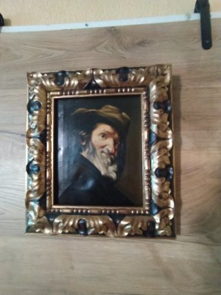 Pintura antigua con marco dorado antigüedades