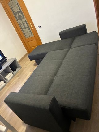 Sofá cama gris tela semi nuevo
