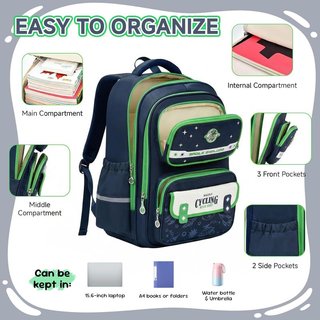AMYTHE mochila ergonómica infantil Azul Real Verde