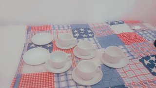 Lote  Tazas y  Platillos Porcelana Cafe, 12 eur.