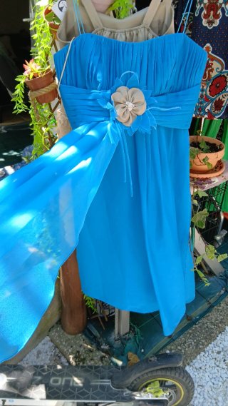 Vestido azul con flor