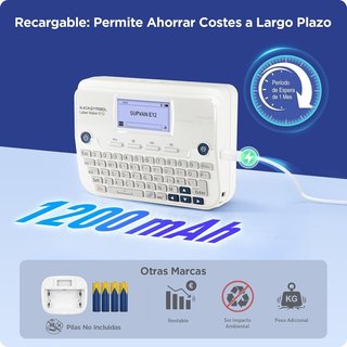 SUPVAN E12 Etiquetadora Térmica BT Teclado 4Rollos