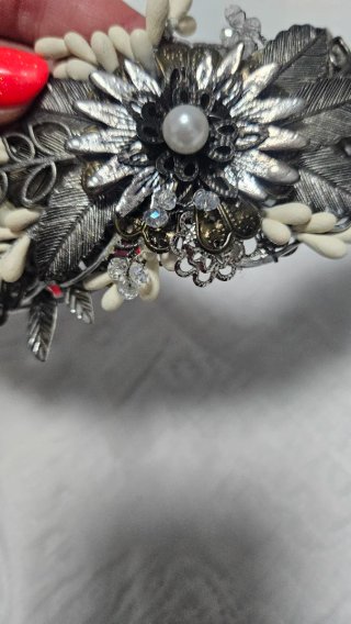 Tocado Novia Plata y Blanco