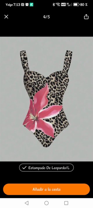 Bañador estampado leopardo y flor rosa Talla L