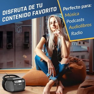 KLIM Radio CD Cassette 8GB USB BT Grabadora Plata