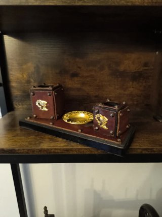 Portapenne Scrittoio Vintage Cuoio Lavorato