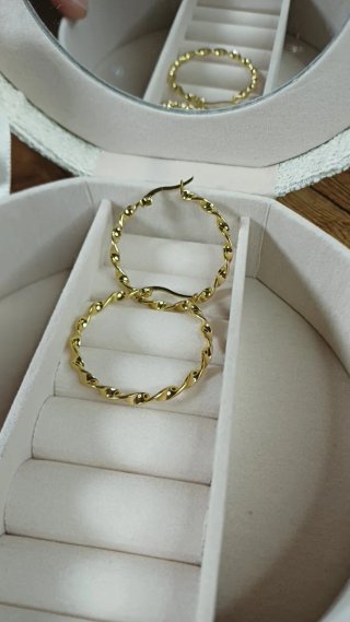 Pendientes Aro Rizado Vintage Chapado Oro 18k