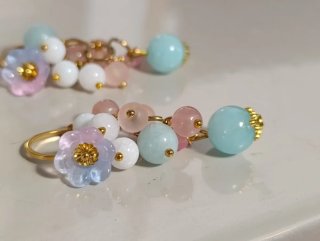 Orecchini fiori Murano giada turchese acciaio