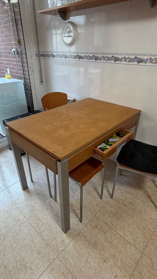 Mesa cocina extensible madera y metal