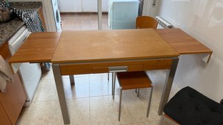 Mesa cocina extensible madera y metal