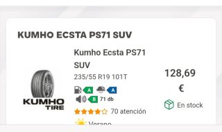 2 Neumáticos Kumho 235/55/19 101 T Nuevos
