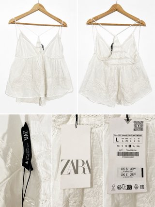 Blusa Zara Blanca Talla L sin usar