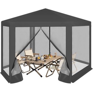 Carpa Pabellón Jardín Hexagonal Gris 2x2x2m