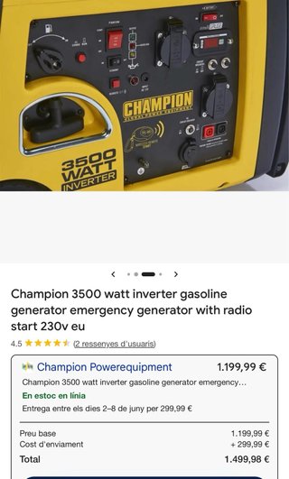 Generador Inverter Champion 3500W Gasolina