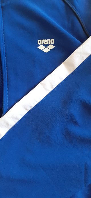 Felpa Arena zip blu/bianco taglia L