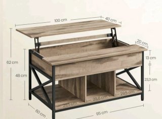 Mesa de centro elevable madera y metal