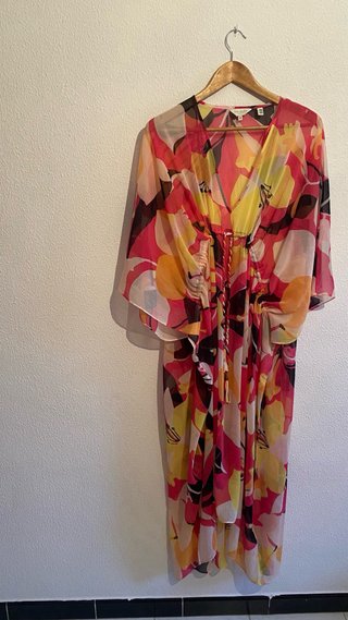 Vestido Ted Baker Seda Natural Estampado Floral Ta